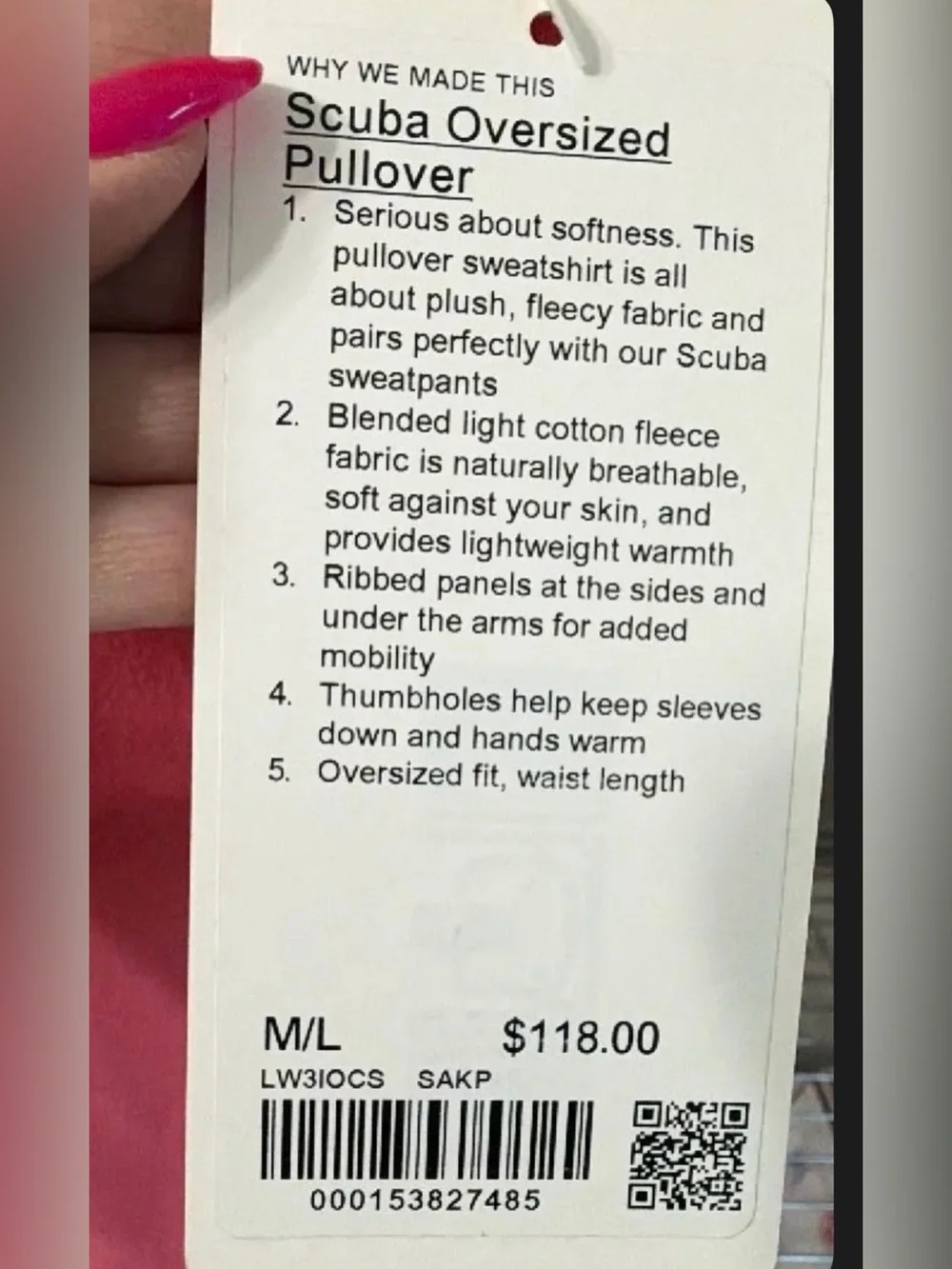 Lululemon scuba pullover spellout with Pink Logo M/L